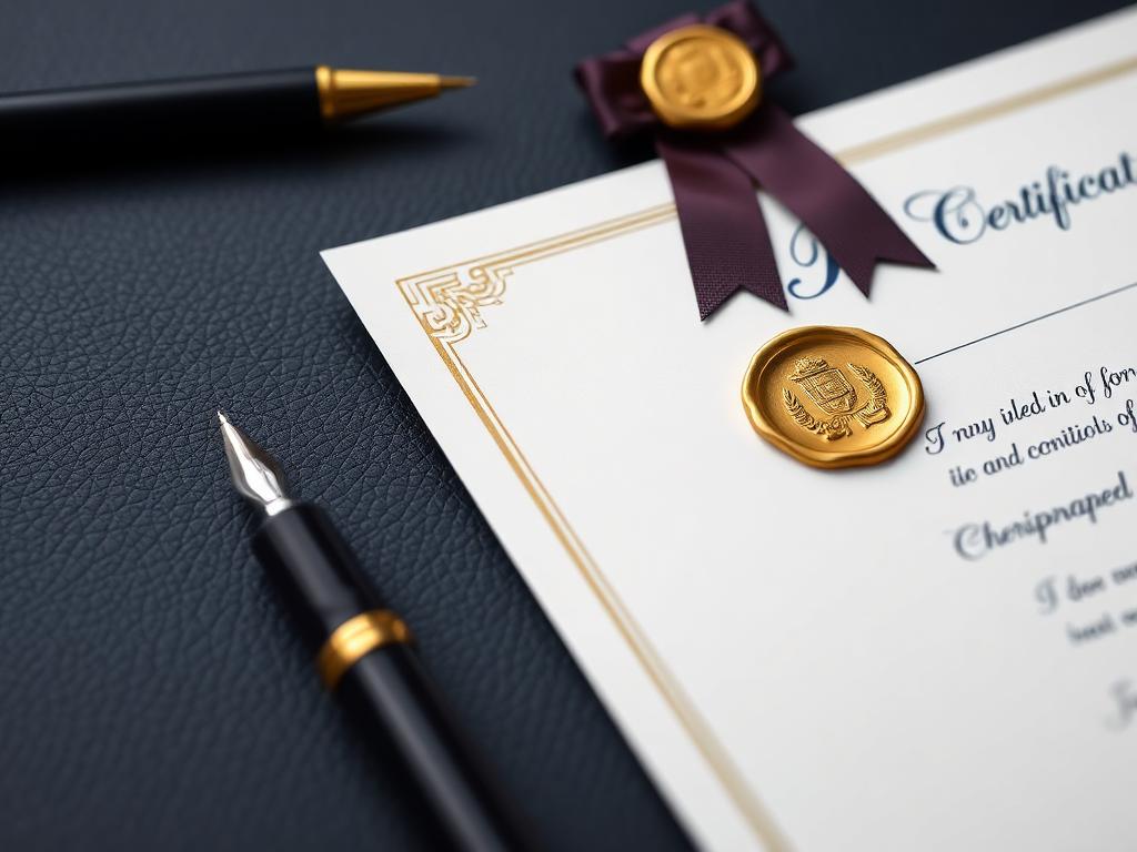 An embossed certificate with a gold seal
